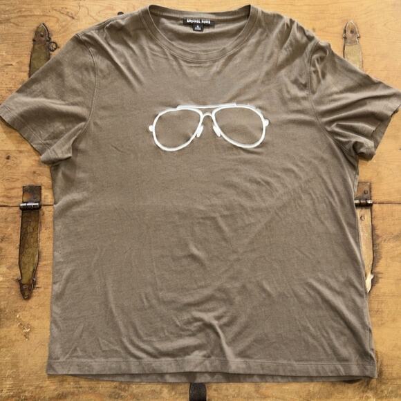 Men’s Michael Kors Brown Embroidered Aviator Graphic T-Shirt Size X-large - Picture 2 of 7